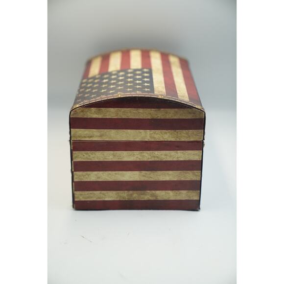 Vintage‎ American Flag Storage Chest Box Patriotic Decor 12"x7"x8" Rustic Metal - Picture 3 of 16